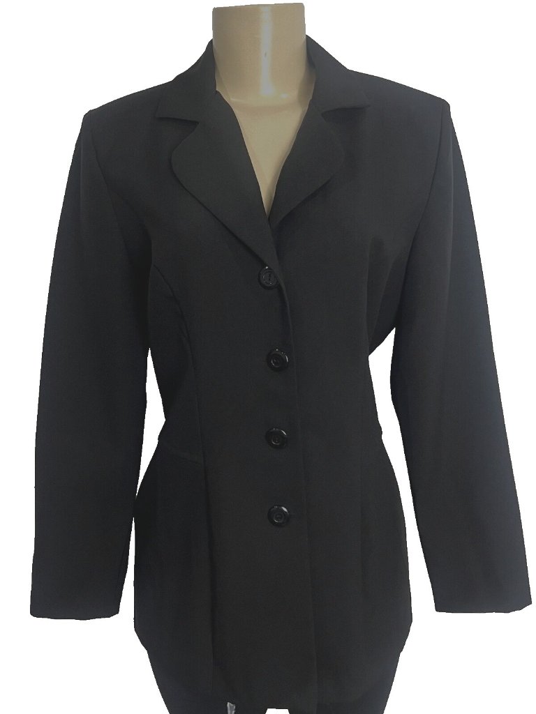 Fashion Bug Black Blazer Women's Size 8 Single Breasted 4 Button Shoulder Pads